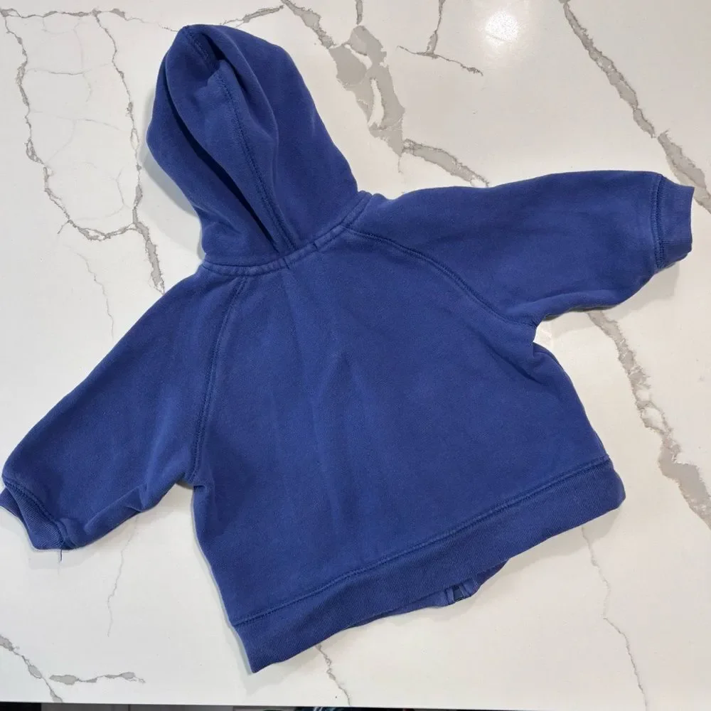 Carter's Infant Baby Blue Hoops Full Zip Hoodie Pockets Size 6M Embroidered